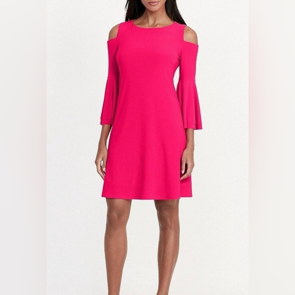 LAUREN Ralph Lauren Black Label Vibrant Pink Cold Shoulder Dress size 4